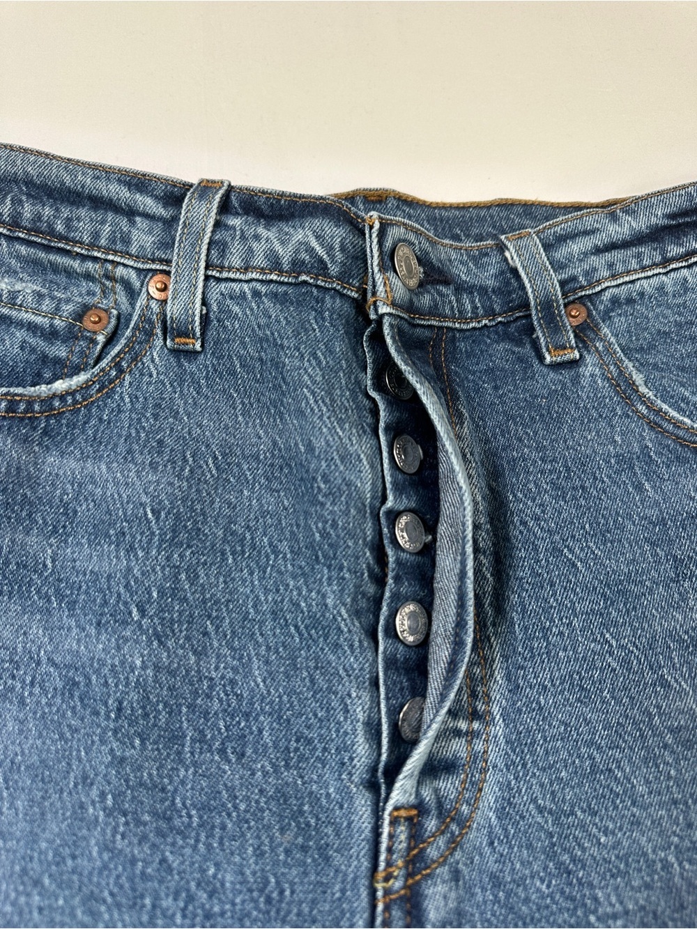Levi’s 501 High Rise Straight Leg Denim Jeans Medium Wash Stretch W32 L30 90s - Picture 6 of 13